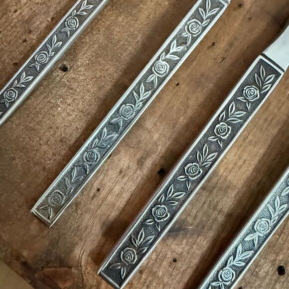 Vintage 5pc Interpur Mexicali Rose Stainless Steel Japan Teaspoon Dinner Spoon S - Picture 2 of 5